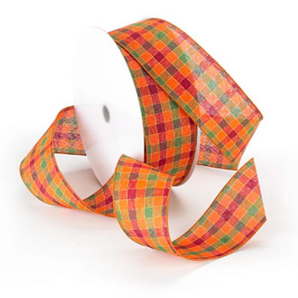 Autumn Plaid Ribbon  Wire Edge