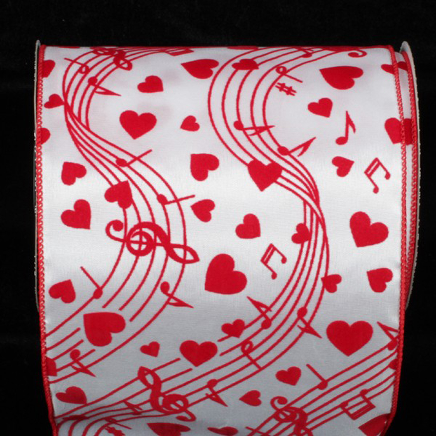 Red Heart Valentine Ribbon Wire Edge - Karaboo Ribbons