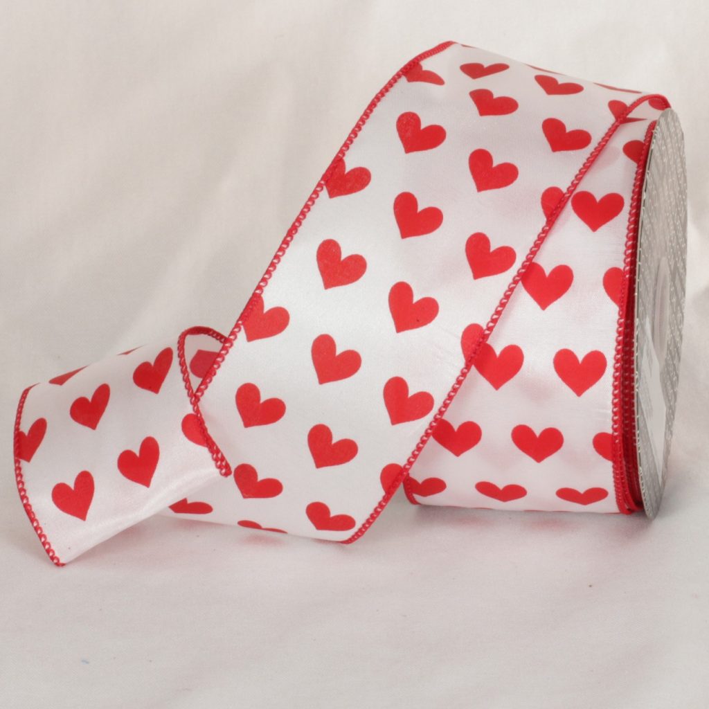 Kara Ribbons Red Heart Valentine Ribbon Wire Edge - Karaboo Ribbons