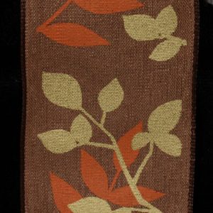 Wired brown Taffeta Leaves Ribbon