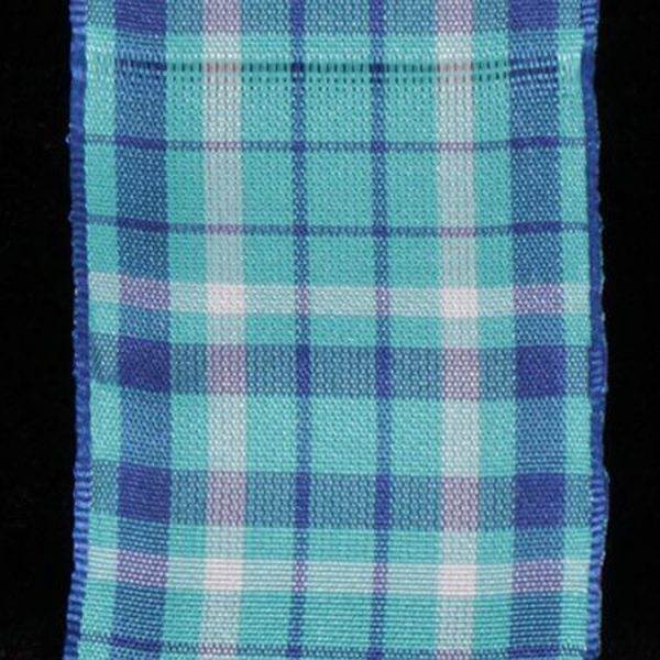 Blue Taffeta Check Ribbon