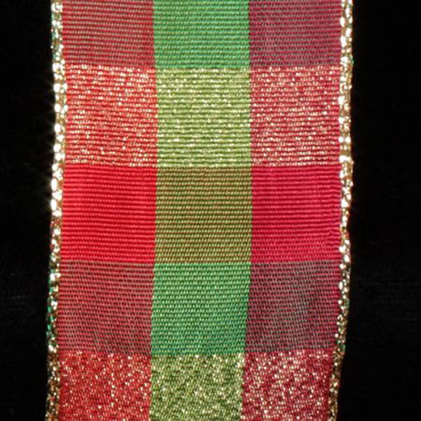 RED AND GREEN METALLIC CHECK