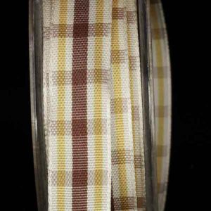 Ivory Woven Narrow Plaid Ribbon