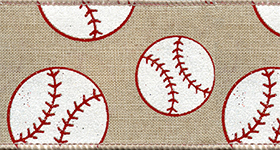 Baseball Sports Fun Ribbon Wire Edge - Karaboo Ribbons