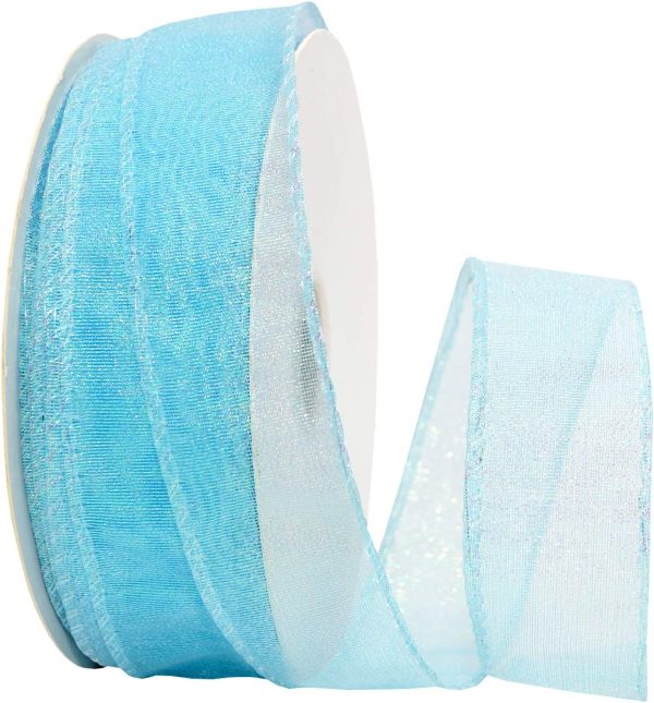 Morex Ribbon Emma Shimmer Ribbon, Aqua, 1 1/2 Inch