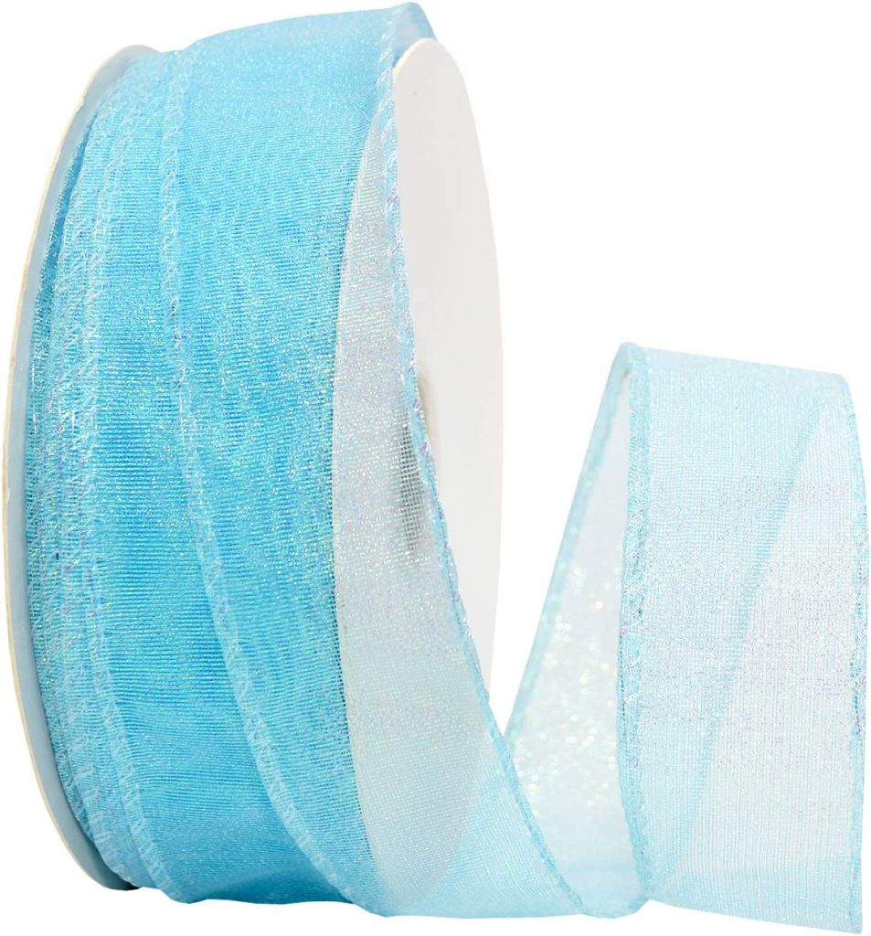 Morex Emma Shimmer Ribbon, Aqua, 1 1/2 Inch, 50-YDS, WE - Karaboo Ribbons